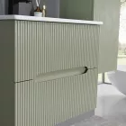 Trent Fürdőszobabútor 60 cm kerámia mosdóval (2 fiókos) tükörrel 60x80 cm zöld