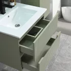 Trent Fürdőszobabútor 60 cm kerámia mosdóval (2 fiókos) tükörrel 60x80 cm zöld