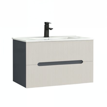 Trent 80 alsó fürdőszobabútor kerámia mosdóval (2 fiókos) antracit szürke-fehér