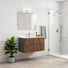 Trent 80 alsó fürdőszobabútor kerámia mosdóval (2 fiókos) antracit szürke-sunset tölgy