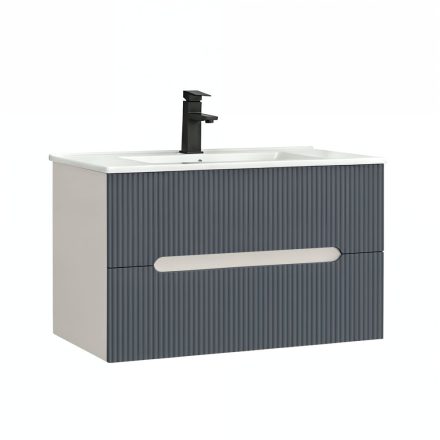 Trent 80 alsó fürdőszobabútor kerámia mosdóval (2 fiókos) fehér-antracit szürke