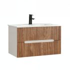 Trent 80 alsó fürdőszobabútor kerámia mosdóval (2 fiókos) fehér-sunset tölgy