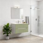 Trent 80 alsó fürdőszobabútor kerámia mosdóval (2 fiókos) fehér-világoszöld