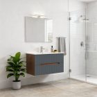 Trent 80 alsó fürdőszobabútor kerámia mosdóval (2 fiókos) sunset tölgy-antracit szürke