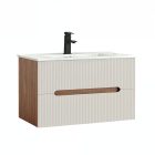 Trent 80 alsó fürdőszobabútor kerámia mosdóval (2 fiókos) sunset tölgy-fehér