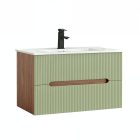 Trent 80 alsó fürdőszobabútor kerámia mosdóval (2 fiókos) sunset tölgy-világoszöld