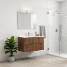 Trent 80 alsó fürdőszobabútor kerámia mosdóval 2 fiókos, sunset tölgy