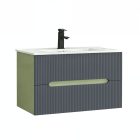 Trent 80 alsó fürdőszobabútor kerámia mosdóval (2 fiókos) világoszöld-antracit szürke