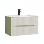 Trent 80 alsó fürdőszobabútor kerámia mosdóval (2 fiókos) világoszöld-fehér