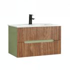 Trent 80 alsó fürdőszobabútor kerámia mosdóval (2 fiókos) világoszöld-sunset tölgy