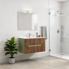 Trent 80 alsó fürdőszobabútor kerámia mosdóval (2 fiókos) világoszöld-sunset tölgy