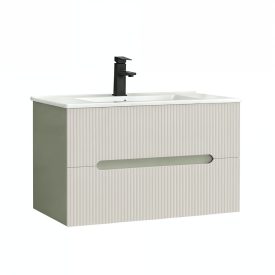   Trent 80 alsó fürdőszobabútor kerámia mosdóval (2 fiókos) zöld-fehér