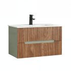 Trent 80 alsó fürdőszobabútor kerámia mosdóval (2 fiókos) zöld-sunset tölgy