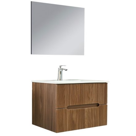 Trent Fürdőszobabútor 80 cm kerámia mosdóval (2 fiókos) tükörrel 60x80 cm sunset tölgy