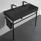 CeraStyle SHARP - MATT ANTRACIT - porcelán mosdókagyló 100 cm - DUPLA csaplyukas - 100 x 48 cm