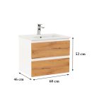 Vario Forte 60 alsó szekrény mosdóval fehér-tölgy