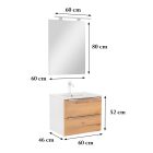 Vario Trim 60 komplett fürdőszoba bútor fehér-tölgy