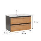 Vario Forte 80 alsó szekrény mosdóval antracit-tölgy