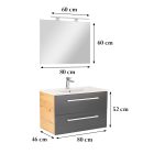 Vario Clam 80 komplett fürdőszoba bútor tölgy-antracit