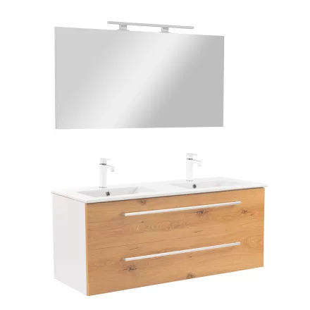 Vario Clam 120 komplett fürdőszoba bútor fehér-tölgy