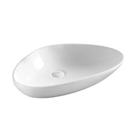   Diplon 58,5 cm széles pultra ültethető matt fehér ovális kerámia mosdókagyló, 58,5x38,5x14 cm