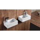 Diplon 37 cm széles falra szerelhető kis kézi kerámia mosdó, 37x23,5x12,5 cm