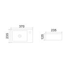 Diplon 37 cm széles falra szerelhető kis kézi kerámia mosdó, 37x23,5x12,5 cm