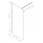 Walker 90x195 cm Walk in zuhanyfal, 195 cm magas, 8 mm-es biztonsági üveg, króm színű elemekkel