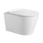 Stuxi Pearl White perem nélküli mély öblítésű íves fali WC, rejtett szerelésű, lecsapódásgátlós wc ülőkével