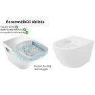 Stuxi Pearl White perem nélküli mély öblítésű íves fali WC, rejtett szerelésű, lecsapódásgátlós wc ülőkével