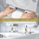 Stuxi Pearl White perem nélküli mély öblítésű íves fali WC, rejtett szerelésű, lecsapódásgátlós wc ülőkével