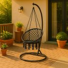 Cardenas függőfotel állvánnyal fekete-fekete