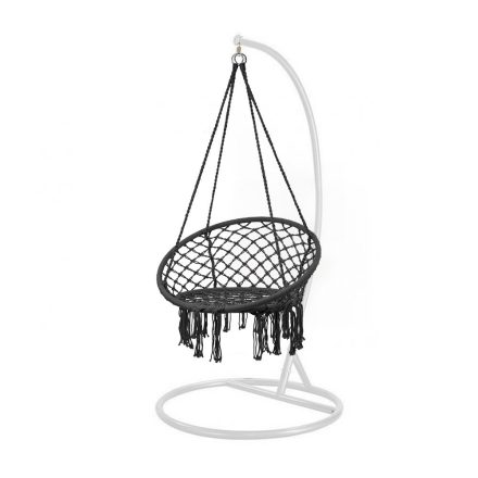 Cardenas függőfotel állvánnyal fekete-fehér