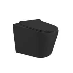   Ride fekete perem nélküli mély öblítésű fali, rimless WC soft close ülőkével