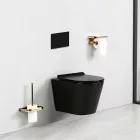 Ride fekete perem nélküli mély öblítésű fali, rimless WC soft close ülőkével