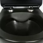 Ride fekete perem nélküli mély öblítésű fali, rimless WC soft close ülőkével