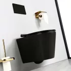 Ride fekete perem nélküli mély öblítésű fali, rimless WC soft close ülőkével