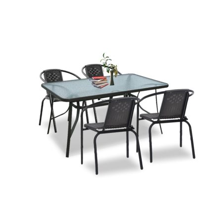 Elzas 4+1 kerti bútor garnitúra szett fekete