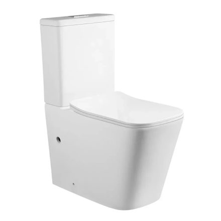 Elsa White perem nélküli mély öblítésű szögletes monoblokkos WC alsó/hátsó kifolyású, tartállyal, tetővel