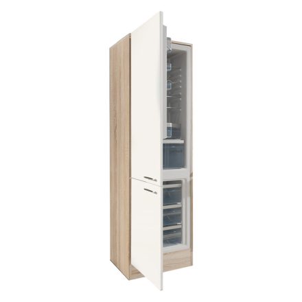 Yorki 60-as alulfagyasztós hűtős kamra szekrény sonoma tölgy korpusz selyemfényű fehér fronttal