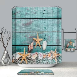   Textil zuhanyfüggöny 180x200 cm, halászháló mintázattal, mosható és vasalható