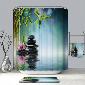   Textil zuhanyfüggöny 180x200 cm, feng-shui rózsaszín mintázattal, mosható és vasalható
