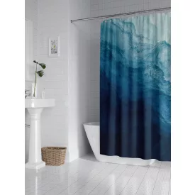   Textil zuhanyfüggöny 180x200 cm, hullám mintázattal, mosható és vasalható