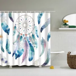   Textil zuhanyfüggöny 180x200 cm, álomfogó mintázattal, mosható és vasalható