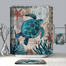   Textil zuhanyfüggöny 180x200 cm, teknős mintázattal, mosható és vasalható