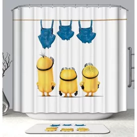   Textil zuhanyfüggöny 180x200 cm, minions mintázattal, mosható és vasalható