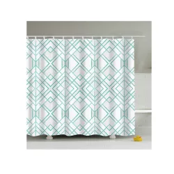   Textil zuhanyfüggöny 180x200 cm, négyszög mintázattal, mosható és vasalható