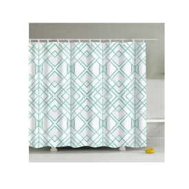   Textil zuhanyfüggöny 180x200 cm, négyszög mintázattal, mosható és vasalható