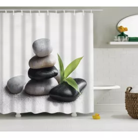   Textil zuhanyfüggöny 180x200 cm, feng-shui levéllel mintázattal, mosható és vasalható