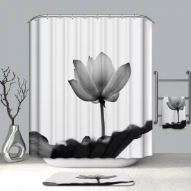   Textil zuhanyfüggöny 180x200 cm, virág mintázattal, mosható és vasalható